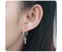 Heart Key Designed Silver Hoop Earring HO-2534